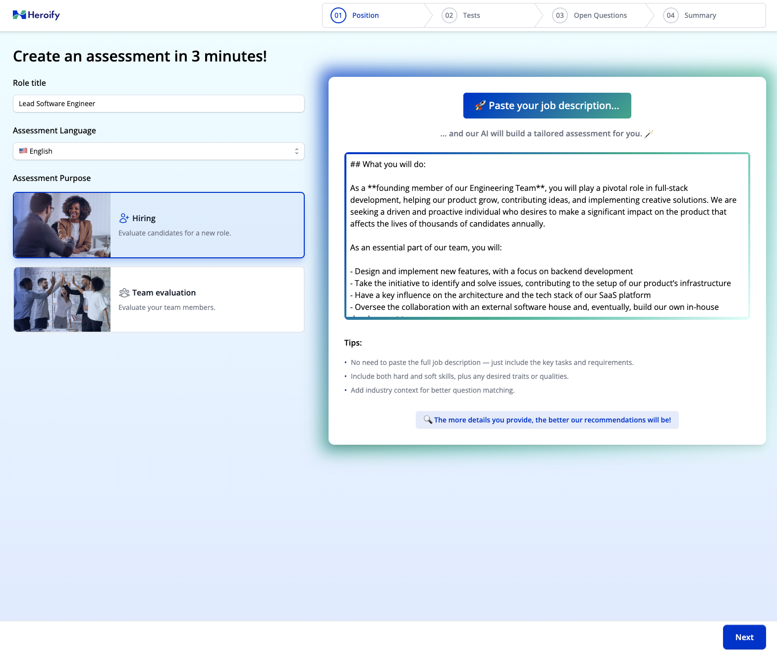 Paste your job description.
